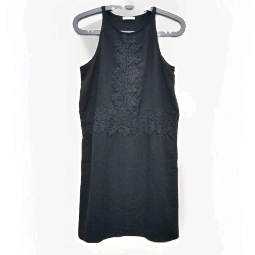 Leith Black Racerback Shift Dress W/Crochet Detail - Picture 1 of 5